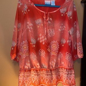 NWT Announcements maternity blood orange blouse